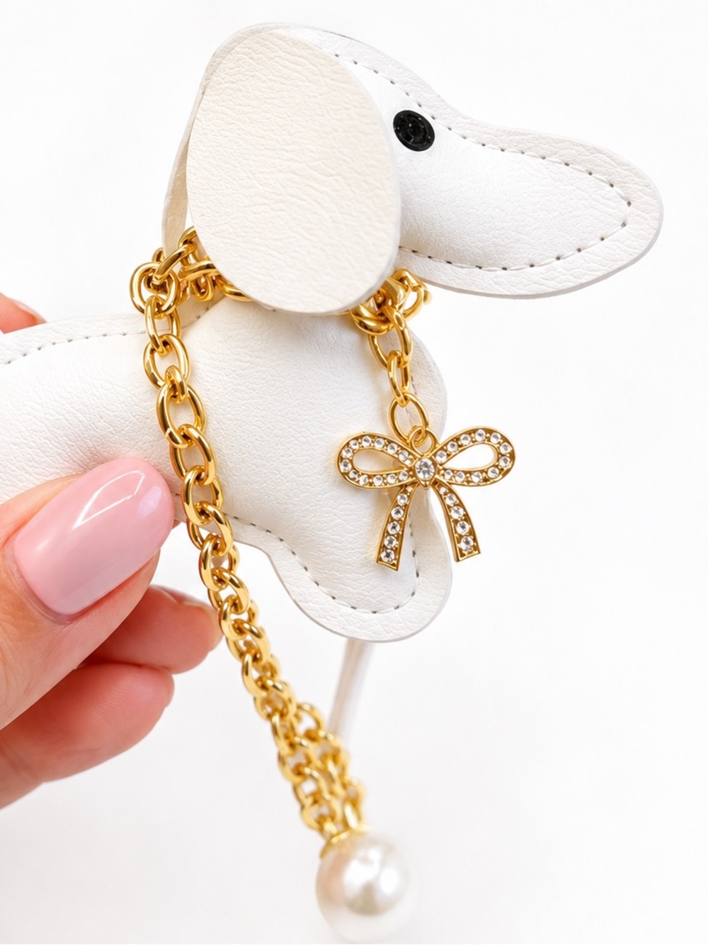 NWT White Leather Dachshund Bag Charm | 18K Gold Stainless
πΆπ€ - Picture 3 of 10